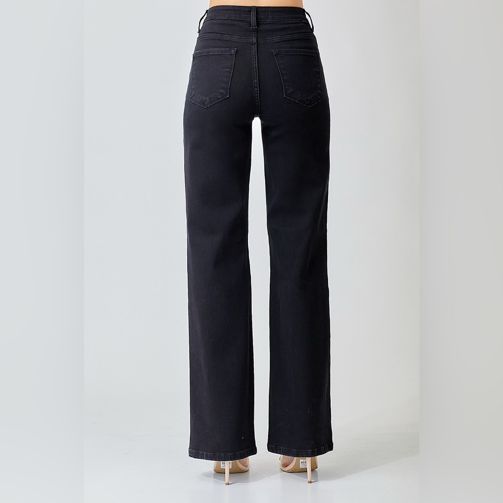 High-Rise Black Wide-Leg Jeans for Women - Picture 3 of 6